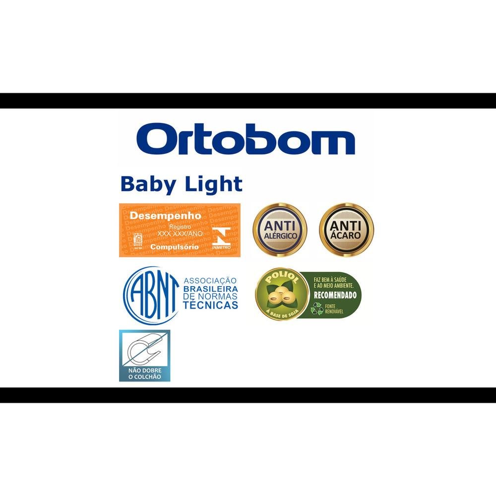 Colchão Berço Ortobom Baby Light D18 (70x130x12) - Espuma D18 Selada, Antialérgico e Antiácaro  - 3