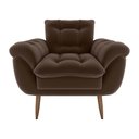 Ver imagem 2 de Poltrona Decorativa Confortável Pés em Madeira Maciça Xangai Veludo Marrom Matrix Veludo Marrom