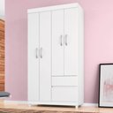 Ver imagem 2 de Kit Guarda Roupa Solteiro 4 Portas Lótus Cômoda Astral - Branco