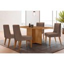Ver imagem 1 de Conjunto: Mesa Sala Jantar Berlim Curvo 120cm + 4 Cadeiras Maldivas Naturale - Corano Capuccino -