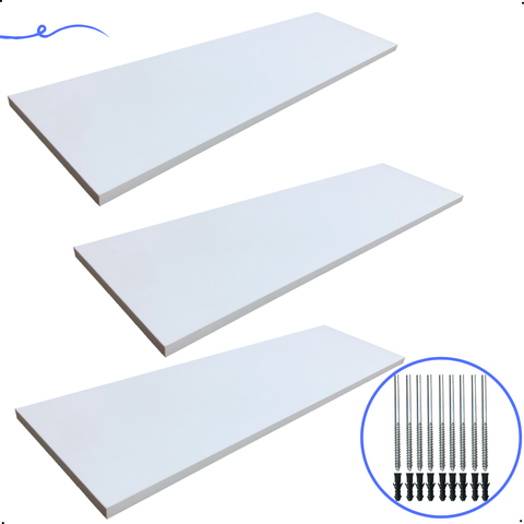 Kit 3 Prateleira Branca 70X20 + Suporte Flutuante Mdf  Organizadora Decoração Cozinha Banheiro Sala