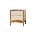 Ver imagem 1 de Mesa de Cabeceira Retrô Pés em Madeira 2 Gavetas Lucca Edn:off White/cedro