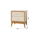 Ver imagem 3 de Mesa de Cabeceira Retrô Pés em Madeira 2 Gavetas Lucca Edn:off White/cedro