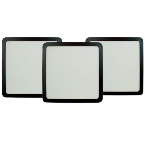 Kit 3 Painel Led 20,4x20,4 Quadrado Preto Sobrepor 18w 6500k Foxlux