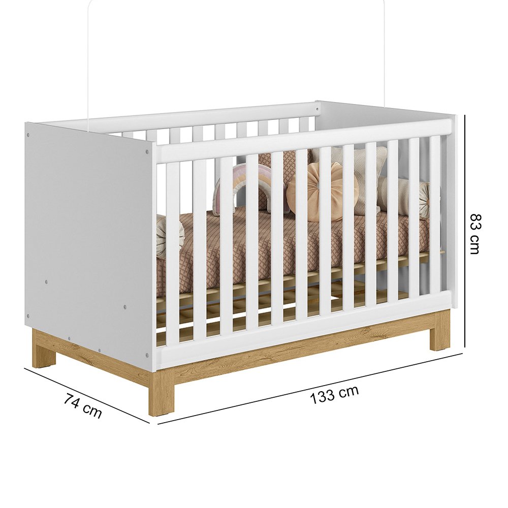 Berço Mini Cama Qencanto Slim 4315 Qmovi Branco Acetinado - 3