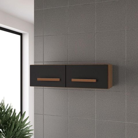 Aéreo Suspenso 79 Cm Multiuso para Cozinha e Lavanderia - Savana/preto