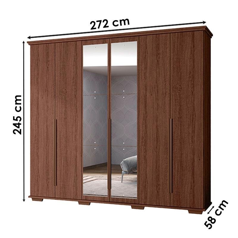 Guarda Roupa Casal Everest Max Nogueira com Espelho – Zanzini