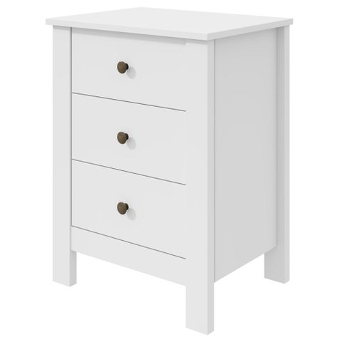 Mesa de Cabeceira 3 Gavetas Maggiore New - Lp - Rei de Casa Branco