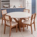 Ver imagem 1 de Mesa de Jantar 1,35m com 4 Cadeiras Dalla Costa 100% Mdf Cor:off White com Freijó e Cesare Claro