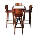 Ver imagem 1 de Conjunto Mesa Bistrô Alta Quadrada Imbuia em Madeira com Azulejo + 4 Banquetas - Imbuia