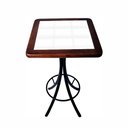 Ver imagem 2 de Conjunto Mesa Bistrô Alta Quadrada Imbuia em Madeira com Azulejo + 4 Banquetas - Imbuia