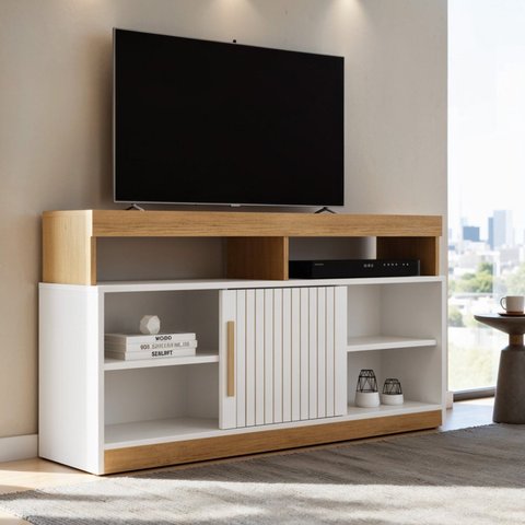 Rack para TV até 50 Polegadas MDF 120cm 1 Porta de Correr Eldorado