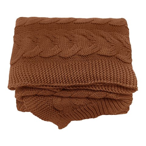 Manta de Tricô Trama Cascata Ferrugem 0,90x1,80 Lili Casa Único