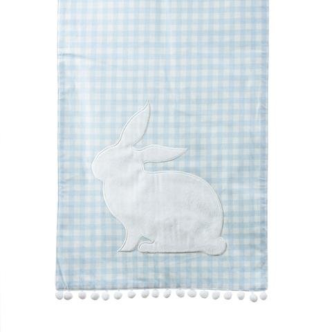Caminho Trilho de Mesa de Pascoa Azul Coelho Branco 40x180cm