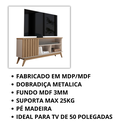 Ver imagem 5 de Rack para TV 50 Polegadas em MDF e MDP Malbec Wood - Cinza/Nature
