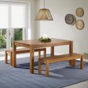 Ver imagem 1 de Mesa de Jantar Madeira Maciça com 2 Bancos Primavera CabeCasa MadeiraOriginals Marrom