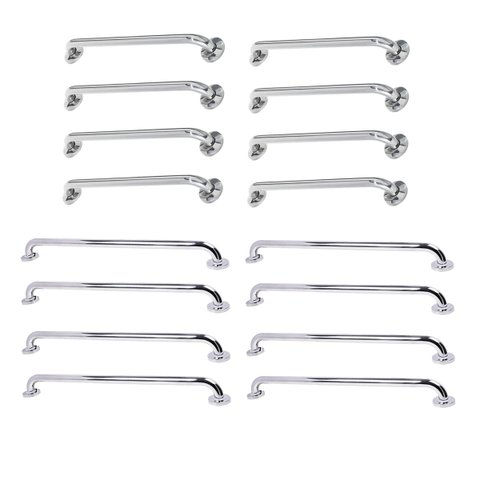 Alça de Apoio Barra Inox Kit 16 Unidades 40cm 80cm Banheiro Box Segurança Idoso Cadeirante Deficient