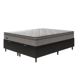 Cama Box Baú Queen + Colchão Molas Ensacadas New Londres Umaflex (158x198x72cm) Cinza Box Preto - 2