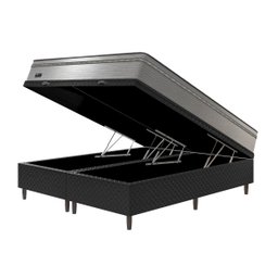 Cama Box Baú Queen + Colchão Molas Ensacadas New Londres Umaflex (158x198x72cm) Cinza Box Preto - 10