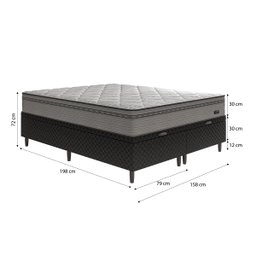 Cama Box Baú Queen + Colchão Molas Ensacadas New Londres Umaflex (158x198x72cm) Cinza Box Preto - 5