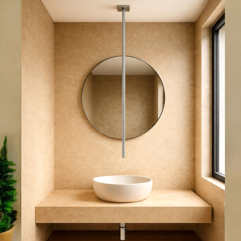 Torneira para Banheiro de Teto | Inox 100% | Inox Polido | 1,30m