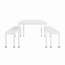 Ver imagem 4 de Mesa Cozinha e Refeitório 180cm x 90cm Pés Metal com 2 Bancos F5 Office Cor:Branco