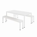 Ver imagem 2 de Mesa Cozinha e Refeitório 180cm x 90cm Pés Metal com 2 Bancos F5 Office Cor:Branco