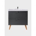 Ver imagem 5 de Gabinete para Banheiro com Cuba e Espelho Redondo 80cm Retro Mdf Grafite Milano - On Móveis