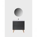 Ver imagem 3 de Gabinete para Banheiro com Cuba e Espelho Redondo 80cm Retro Mdf Grafite Milano - On Móveis