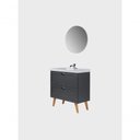 Ver imagem 4 de Gabinete para Banheiro com Cuba e Espelho Redondo 80cm Retro Mdf Grafite Milano - On Móveis