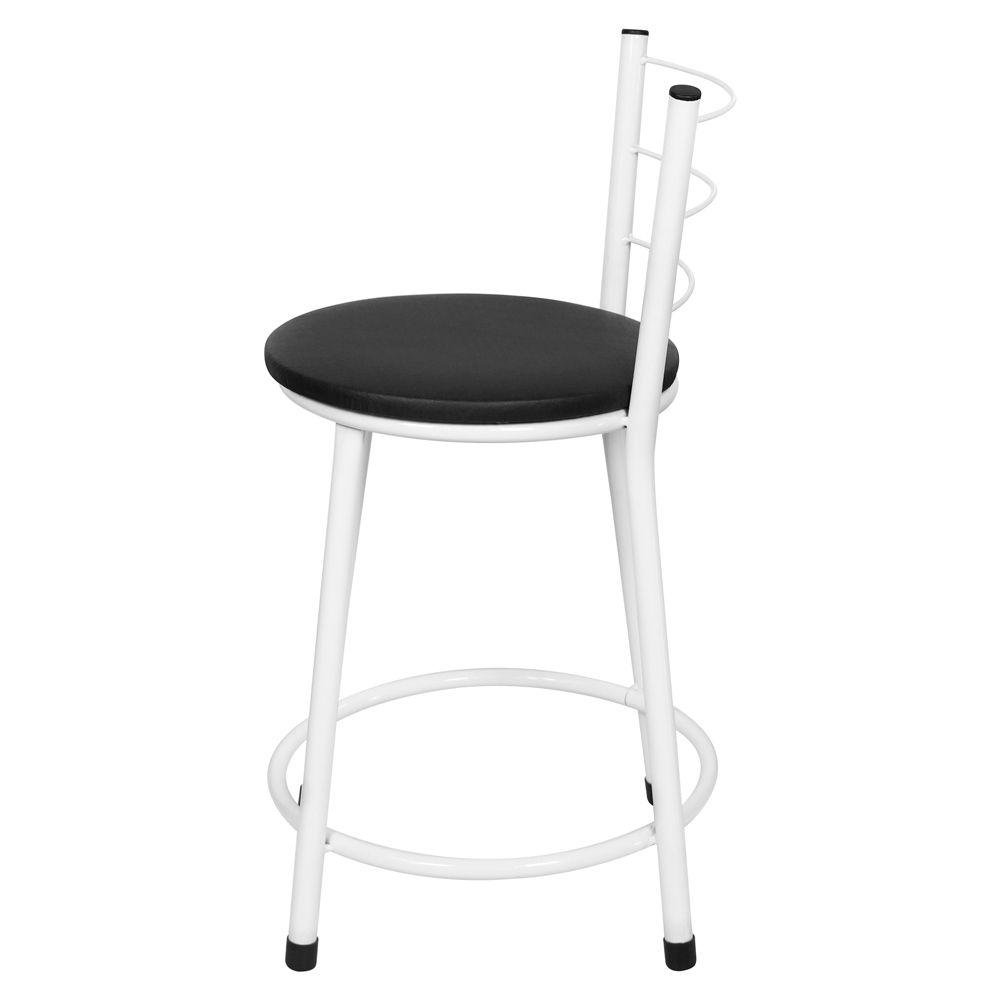 Kit 3 Banquetas Baixa Epóxi Branco Assento Preto Laumar - 4