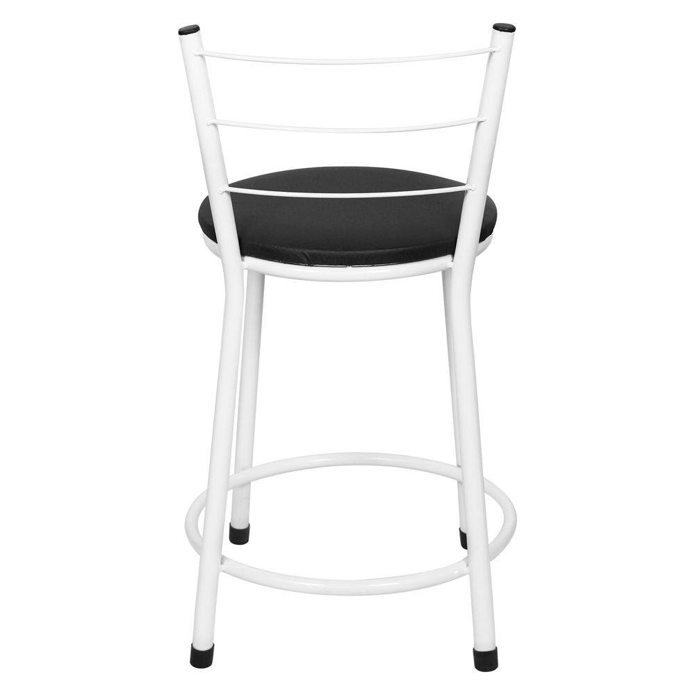 Kit 3 Banquetas Baixa Epóxi Branco Assento Preto Laumar - 5