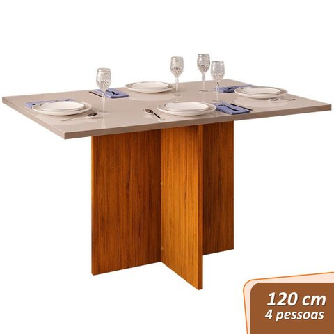 Mesa de Jantar 4 Lugares Dj Hera 1,20 Tampo Reto Freijó / Off White (24603.222) DJ MÓVEIS
