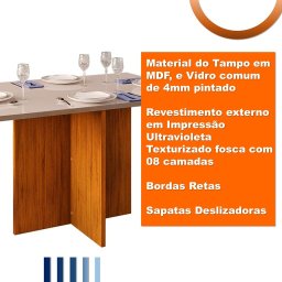 Mesa de Jantar 4 Lugares Dj Hera 1,20 Tampo Reto Freijó / Off White (24603.222) DJ MÓVEIS - 5