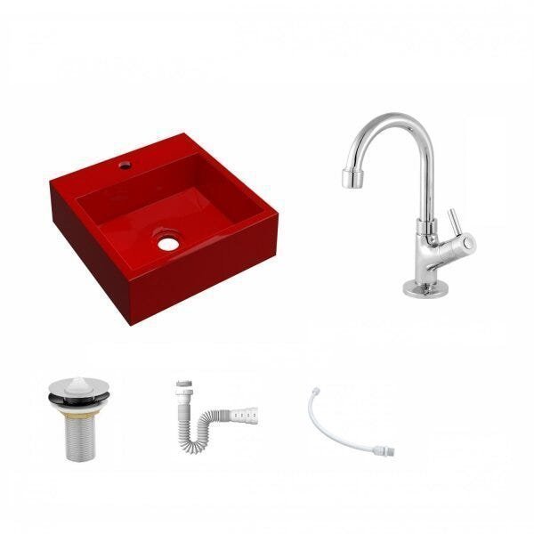 Kit Cuba Q395 com Torneira 1198 Metal e Válvula 1 Pol. Sifão PVC e Flexível Compace - 2