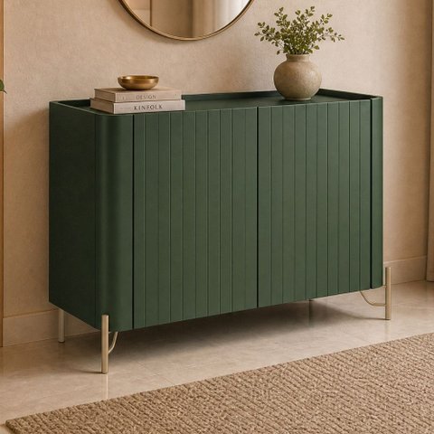 Aparador Buffet Sala de Jantar 2 Portas Brise Pés Industrial Dourado Naim I03 Musgo - Lyam Decor