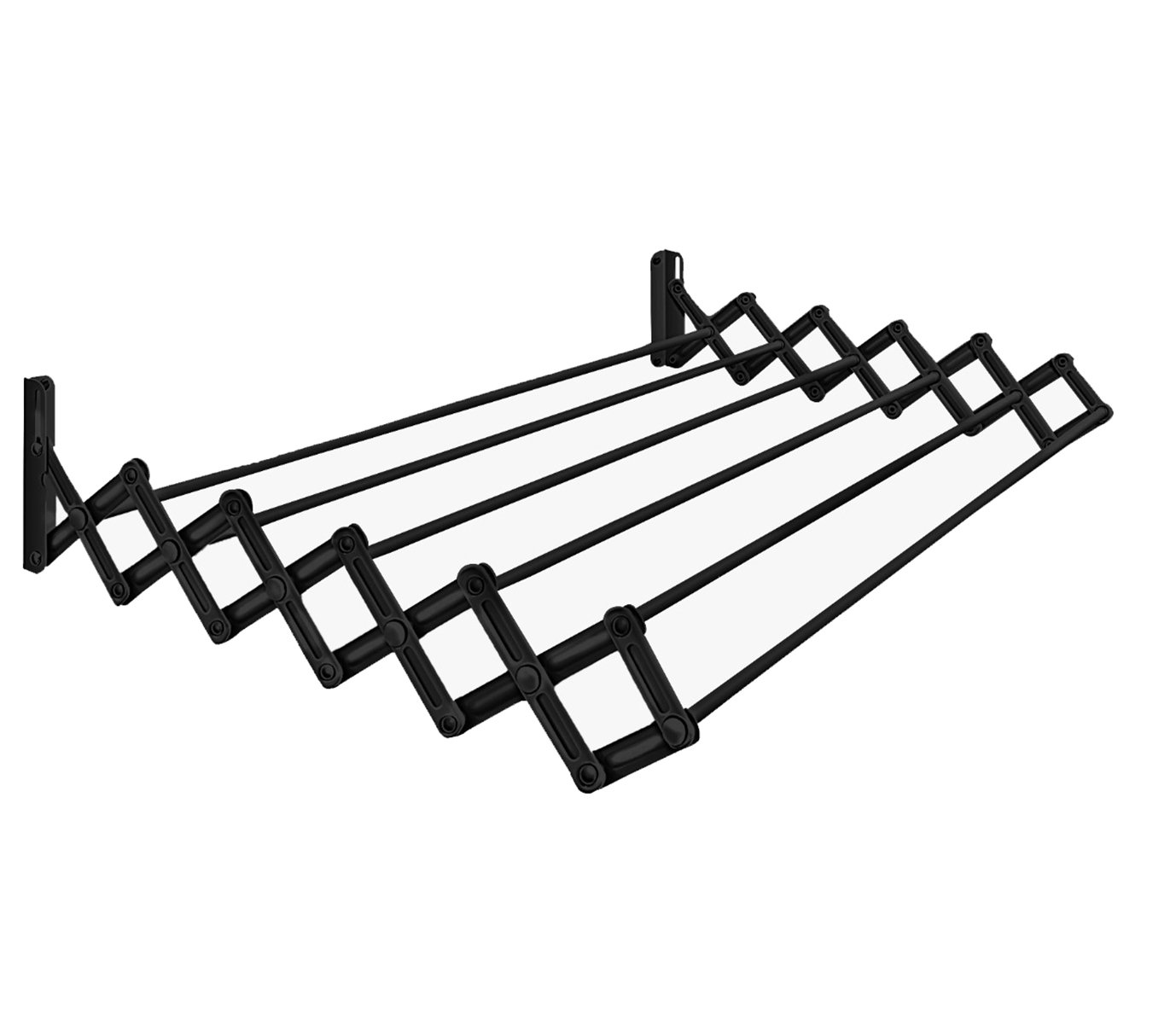 Varal Varal Sanfonado Parede Retrátil 80 cm Aço Preto Secalux | MadeiraMadeira