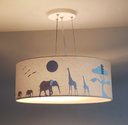Ver imagem 2 de Lustre Pendente Safari Savana Cúpula Tecido 40x15cm 2 em 1: Cru