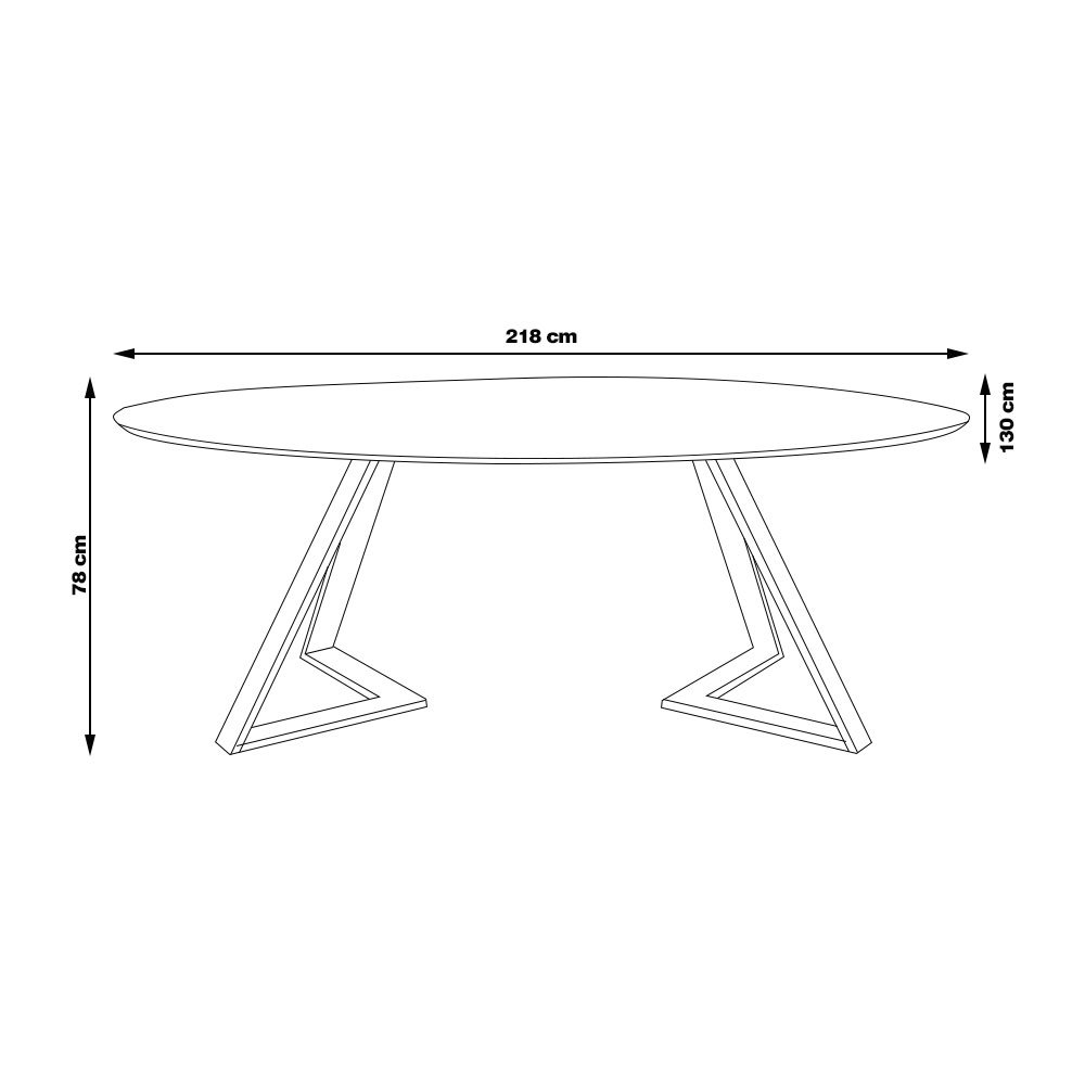 Mesa Sala de Jantar 6 Lugares 218cm Tampo Oval Efron Nogueira/Preto - Gran Belo - 2