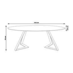 Mesa Sala de Jantar 6 Lugares 218cm Tampo Oval Efron Nogueira/Preto - Gran Belo - 2
