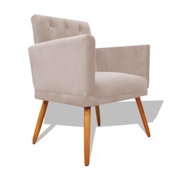 Kit Decorativo Duas Poltrona Nina Retro Pés Palito Suede Porcelana com Roda Pé Eli Móveis - 3