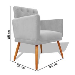 Kit Decorativo Duas Poltrona Nina Retro Pés Palito Suede Porcelana com Roda Pé Eli Móveis - 4