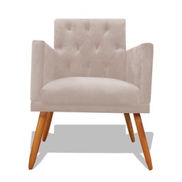 Kit Decorativo Duas Poltrona Nina Retro Pés Palito Suede Porcelana com Roda Pé Eli Móveis - 2