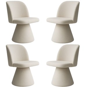 Kit 04 Cadeiras de Jantar Base Fixa Liz Bouclé Off White - Nexta Casa