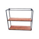 Ver imagem 1 de Prateleira 02 Divisórias Madeira e Ferro Preta 38,5x33