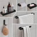 Ver imagem 1 de Kit Acessórios de Banheiro Toalheiro Saboneteira Papeleiro Porta Shampoo Gancho 6 Peças - Preto