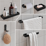 Kit Acessórios de Banheiro Toalheiro Saboneteira Papeleiro Porta Shampoo Gancho 6 Peças - Preto - 1