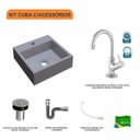 Ver imagem 3 de Kit Cuba Q395 com Torneira 1198 Metal e Válvula Click 1"b Pol. Sifão Cromado e Flexível Compace