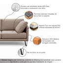Ver imagem 3 de Sofá Sala de Estar Atena Fixo Pés de Ferro 234cm 4 Lugares Linho Marrom Claro M1 - Monari Design