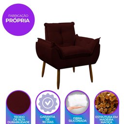 Poltrona Decorativa Sala de Estar Escritório Quarto Prime Cor: Marsala - 3